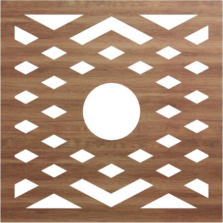 Ekena Millwork Chevron Wood Fretwork Pierced Ceiling Medallion, Walnut, 34"OD x 8 3/4"ID x 3/8"T CMWP34X34X0375CHWA